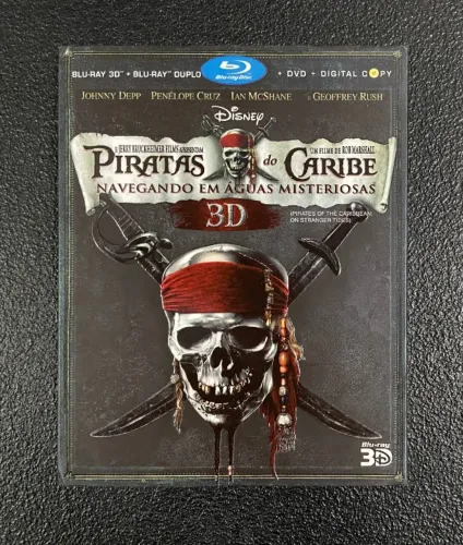 blu ray 5 discos piratas do caribe navegando em águas misteriosas - (com luva e blu ray 3d
