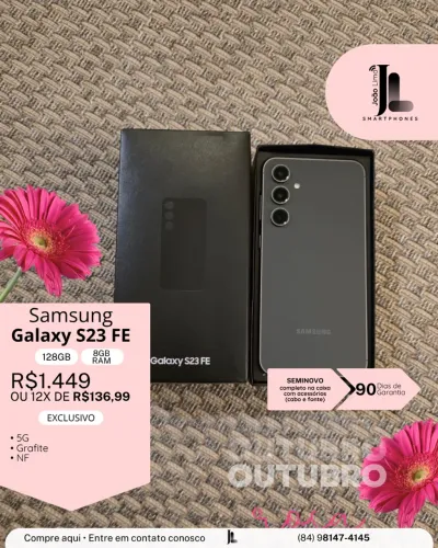 GALAXY S23 FE, 128GB, 8GB RAM, GRAFITE, SEMINOVO , EXCLUSIVO!