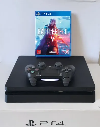 PS4 SLIM 500GB c/ Jogo e GARANTIA. Temos Loja Física!