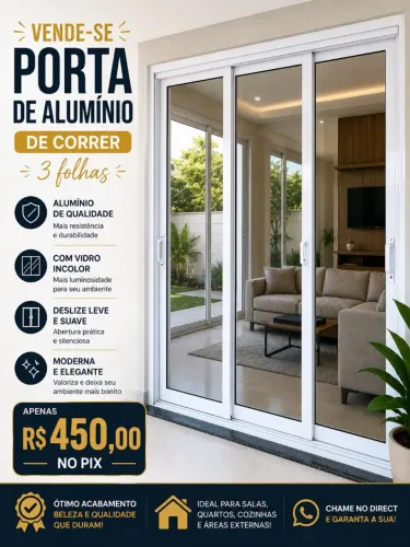 Porta de correr em alumínio branco