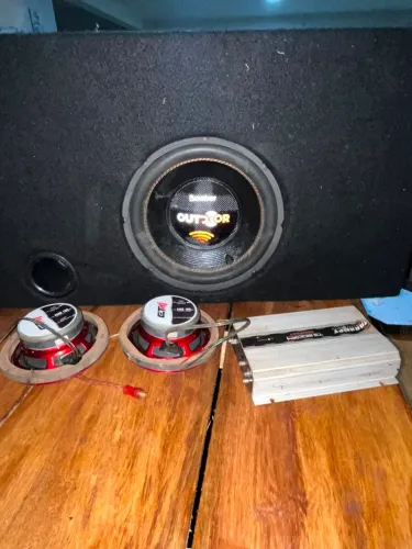 Kit som automotivo caixa litrada + modulo Taramps Ts 800 + par de falantes Etm