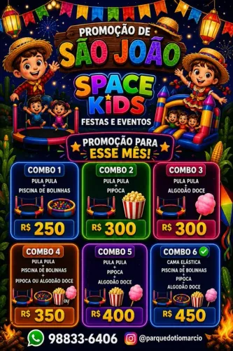 Salao de festas infantis combo promocional. pipoca,algodão doce,pula pula,piscina de boli