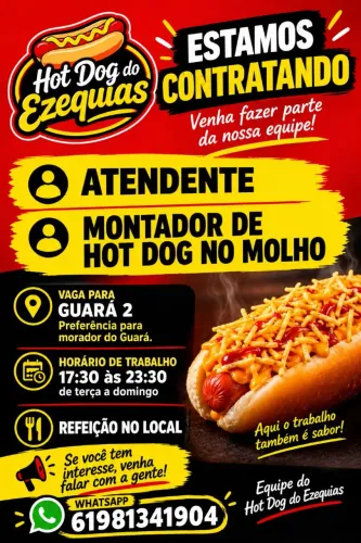 Atendente e montador de hot dog