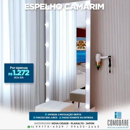 Espelho Camarim com Iluminação - R$ 1.272
