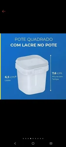 Pote quadrado com lacre de segurança 220 ml para bolos no pote