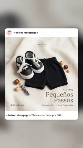 tênis e shortinho 50$