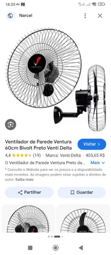 Ventilador de parede bivolt
