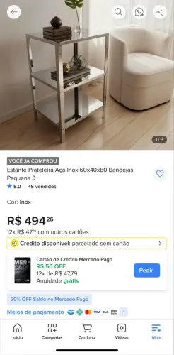 Estante de aço