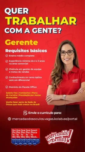 Vaga gerente Otica