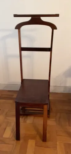 Mancebo Antigo Porta-Paletó (Valet Chair) Em Madeira Nobre Com Cadeira