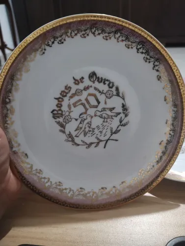 Lote pratos de bodas de ouro antigo 
