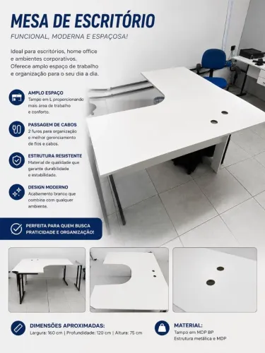 Mesa escritório em L
