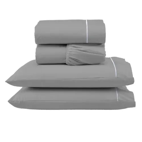 JOGO DE CAMA 4 PEÇAS KING CINZA