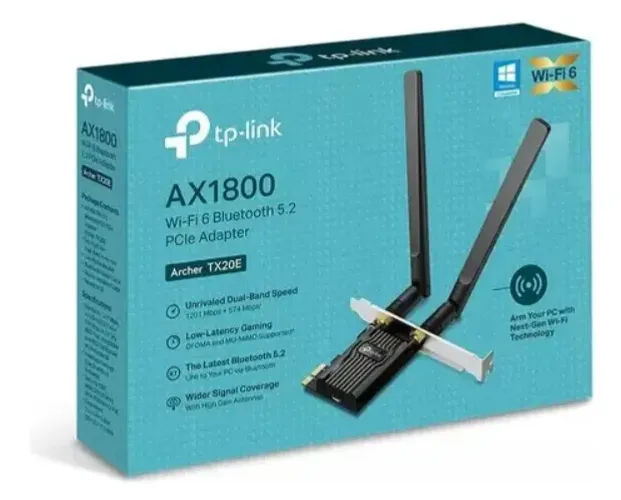 Adaptador Tp-link Archer Tx20e Wi-fi 6 PCie Ax1800 Dual Band Bluetooth 5.2
