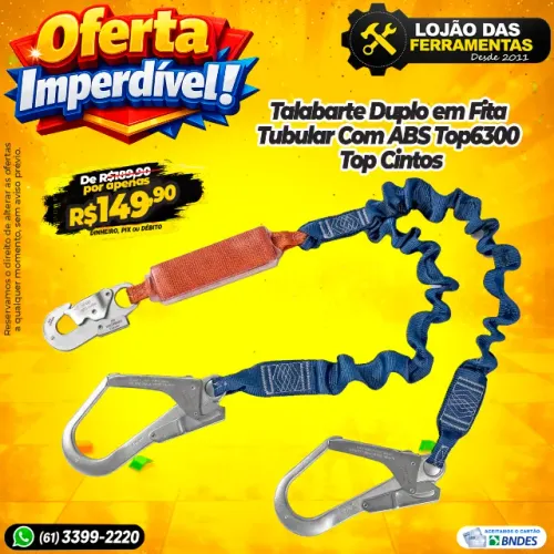Talabarte Duplo em Fita Tubular Com ABS TOP6300 Top Cintos