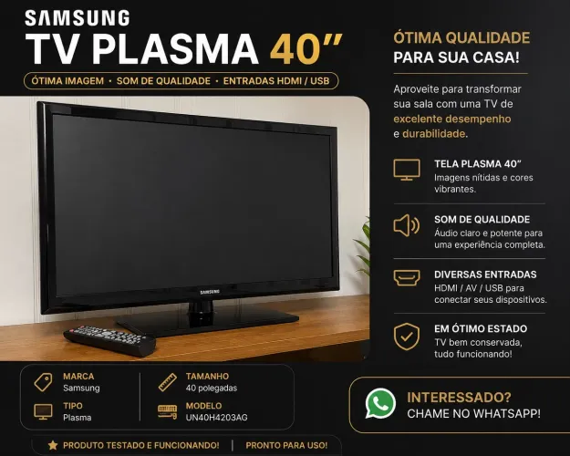 TV Samsung Plasma 40 ? (Excelente Estado)