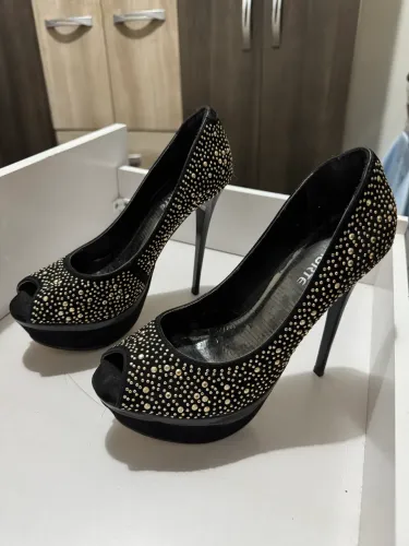 Sapato Salto Alto Meia Pata Preto Tam 36 - R$ 50