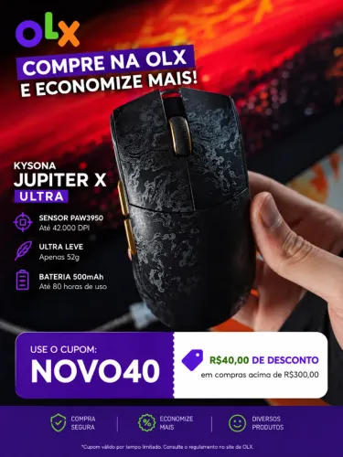 Mouse Kysona JUPITER x ULTRA na cor PRETA - 3950 8000hz - 54L15