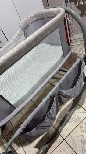 Mastela techno berço bebê automático 8602 bluetooth até 18kg cinza escuro