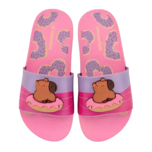 Chinelo Slide Infantil Capi Mania Capivara Grendene Kids Rosa 23454BV151