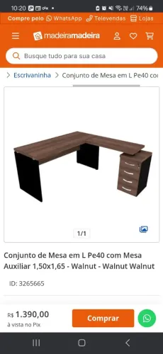 Mesa de trabalho em L