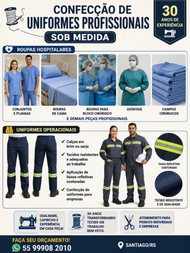 CONFECÇÃO DE UNIFORMES PROFISSIONAIS SOB MEDIDA.