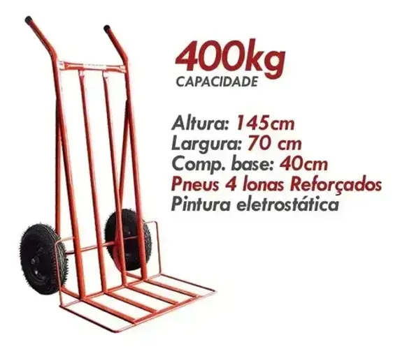 Carrinho de Carga Industrial Reforçado Para Até 400Kg