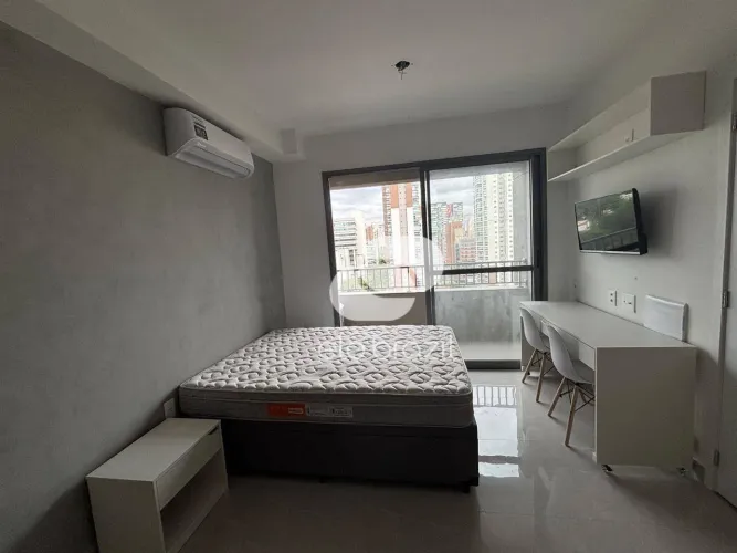 Studio 25m² Novo | 1º Aluguel | Mobiliado Completo | Ar 12.000 BTUs