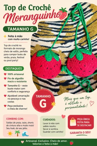 Vendo top de crochê de morango