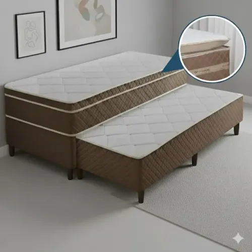 Cama turquesa com auxiliar