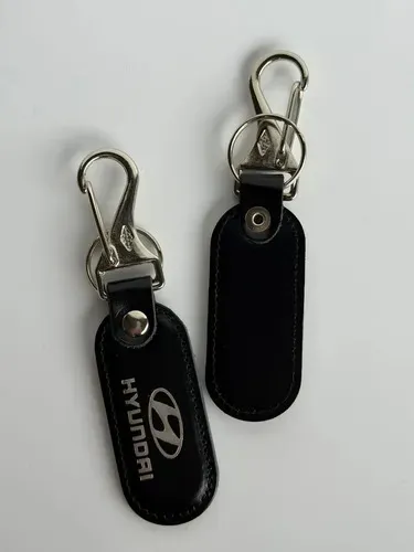 Chaveiro Carro Couro Luxo Com Gancho Automotivo Hyundai Preto