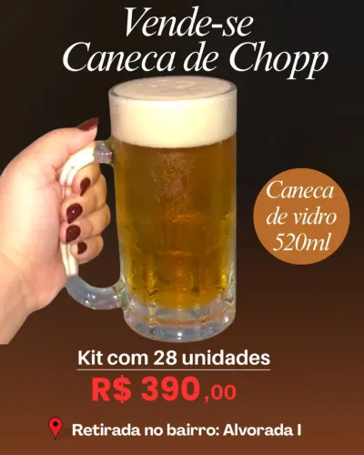 KIT CANECA DE VIDRO 520ml ( Chopp , Cerveja)
