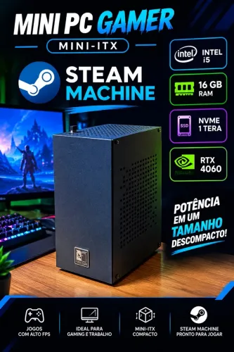 Mini PC Gamer - Mini-ITX - Intel i5 -16 GB Ram - NVME 1 Tera  - RTX 4060 ( Steam Machine )