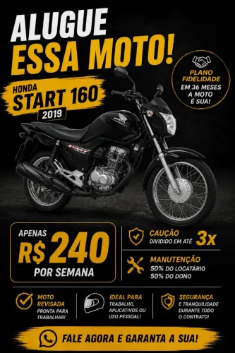 Aluguel/locação de motos. Start e Bros 160. 240$ a semana.