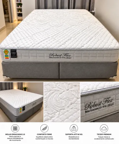 Cama queen molas ensacadas anjos robust flex 158x198x97 tem garantia de 4 meses