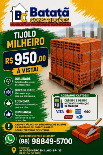 Milheiro de tijolo 6 furos redondo