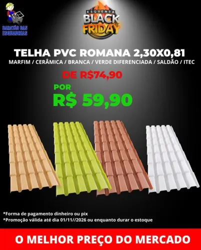 TELHA PVC ROMANA 2,30X0,81 - Promoção!