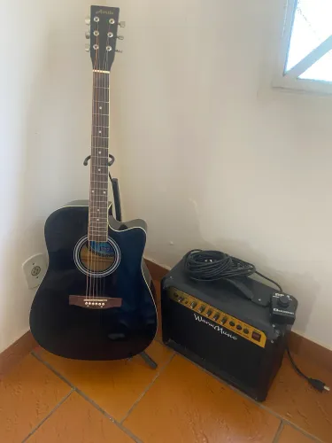 Kit Violão Austin Folk + Amplificador Warm Music HD22 + Pedal Footswitch