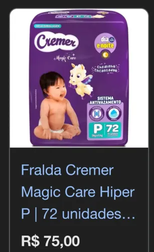Fralda cremer de 75 por 50