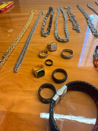 Combo colar anéis e pulseiras masculinas