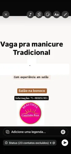 Vaga pra manicure tradicional
