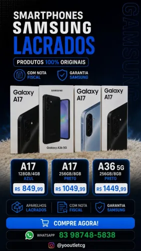 Smartphones Samsung, lacrados com nf e garantia