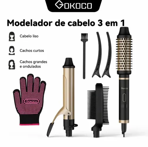Modelador de cabelo GOKOCO 3 in 1<br><br>*NOVO SEM USO*.    110v