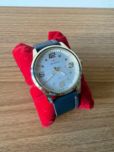 Relógio Analógico Technos Original Dourado masculino com 2 pulseiras