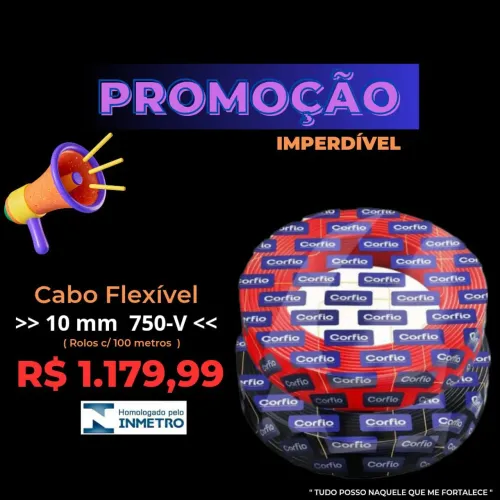 Cabo Elétrico 10 mm Flexível