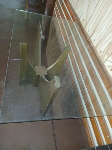Mesa com tampão de vidro transparente, tamanho 1.51x97