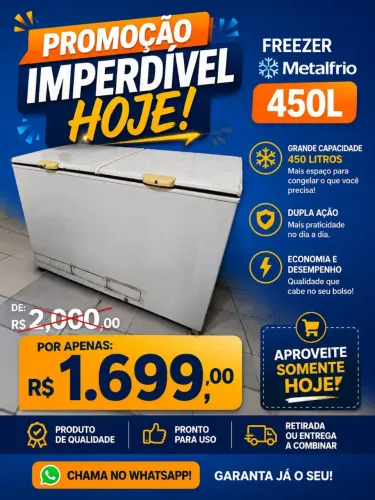 Freezer MetalFrio 450L NA GARANTIA