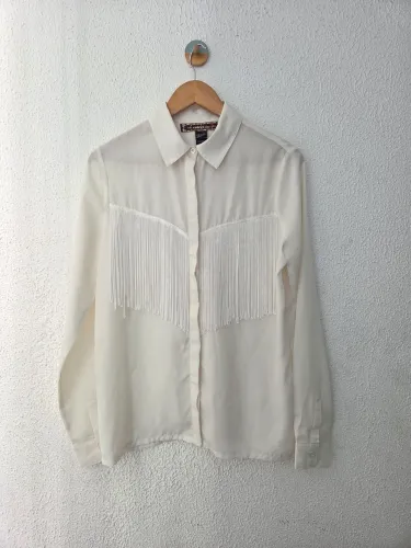 camisa western com franjas colcci off white M