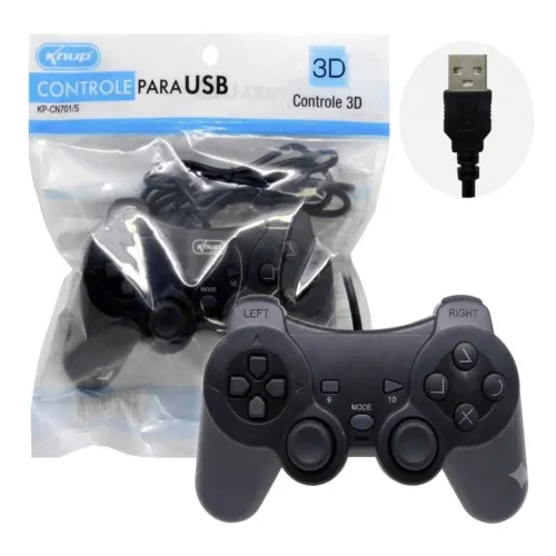 Controle USB para PC, Joystick para Computador, Controle Knup KP-CN701,