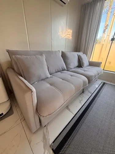 Sofá Cama Prime - 2 Lugares (2,50m) | Linho Cinza Claro